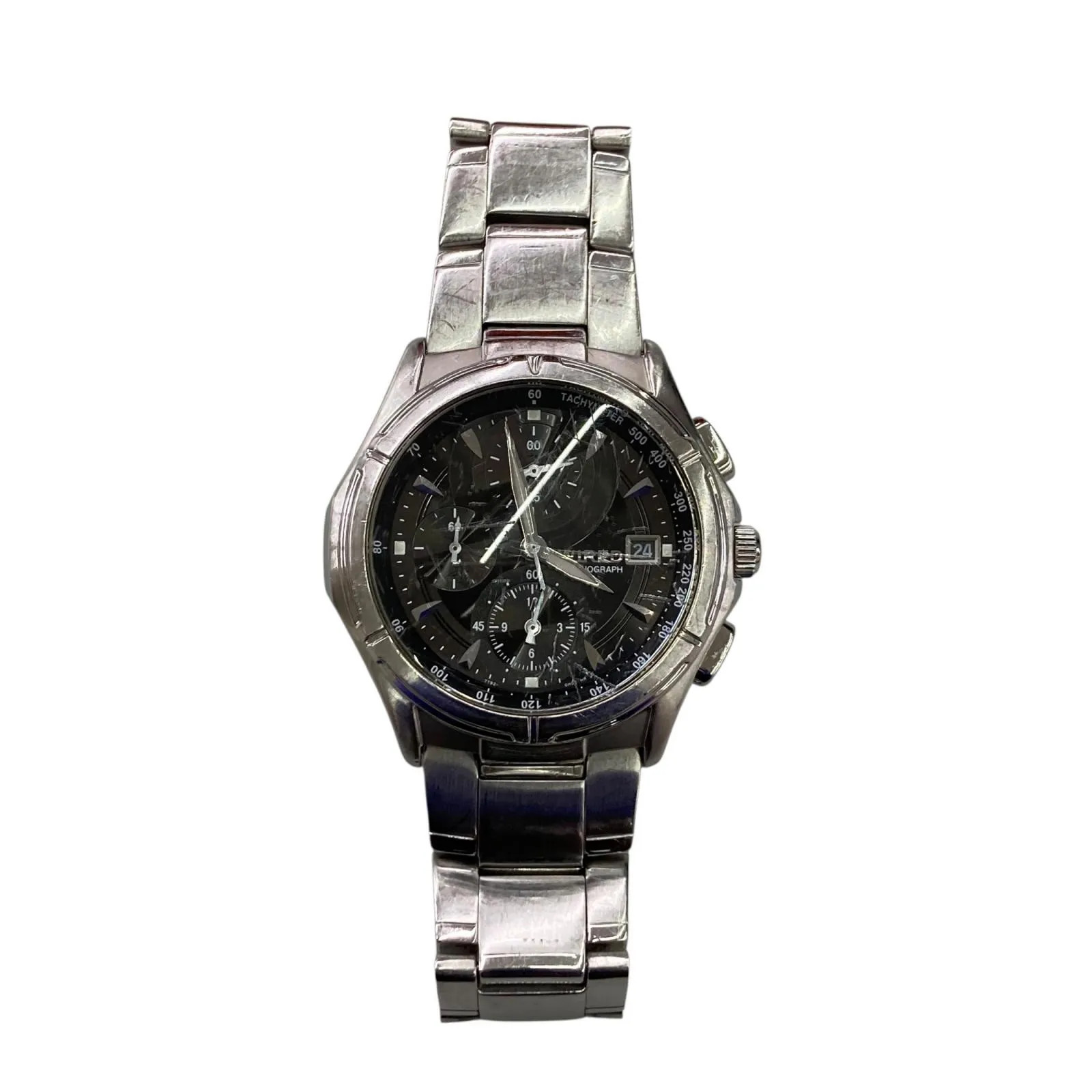 186001 Tested and working SEIKO WIRED Chronograph Watch 7T92 Silver