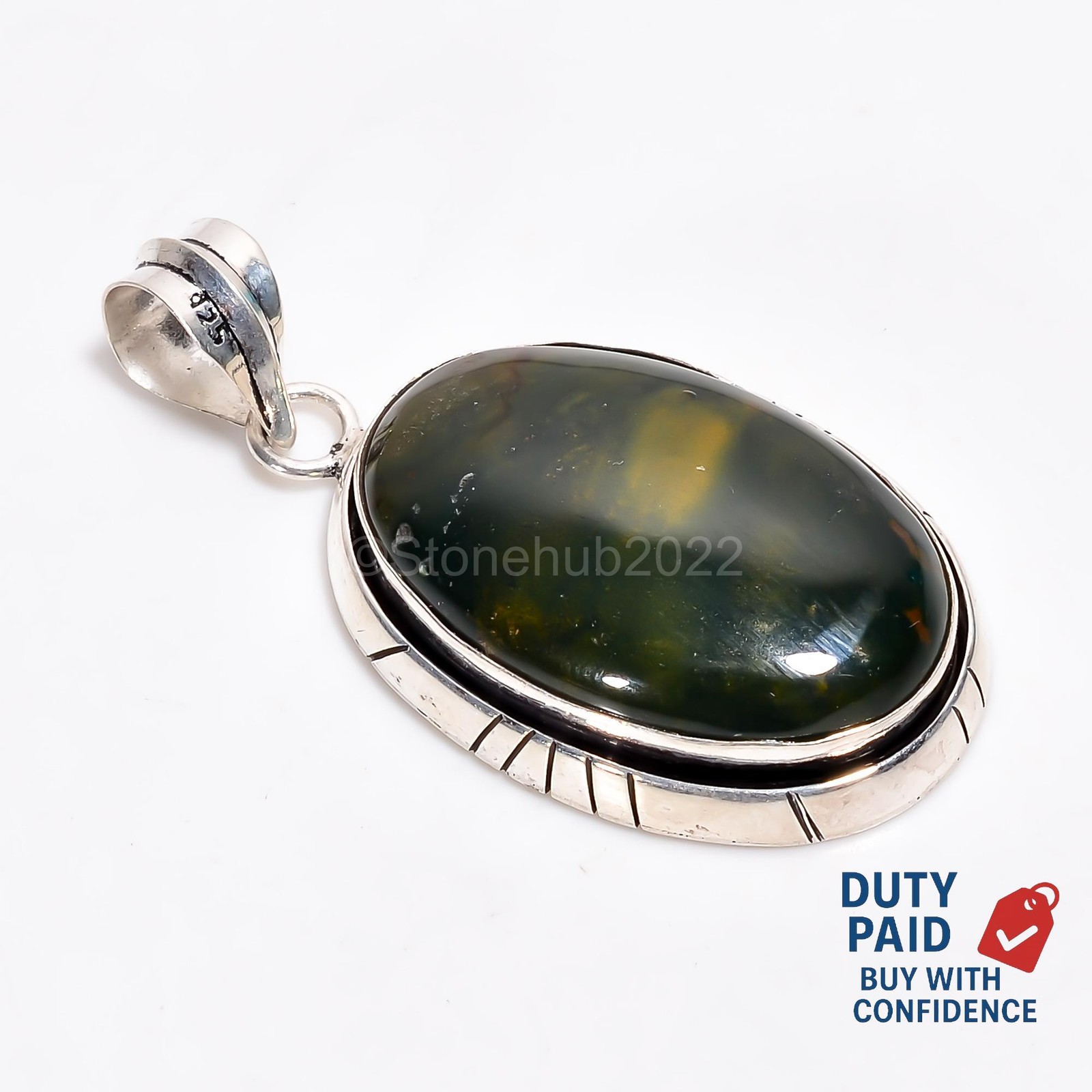 925 Sterling Silver Genuine Ocean Jasper Daughter Birthday Elegant New Pendant