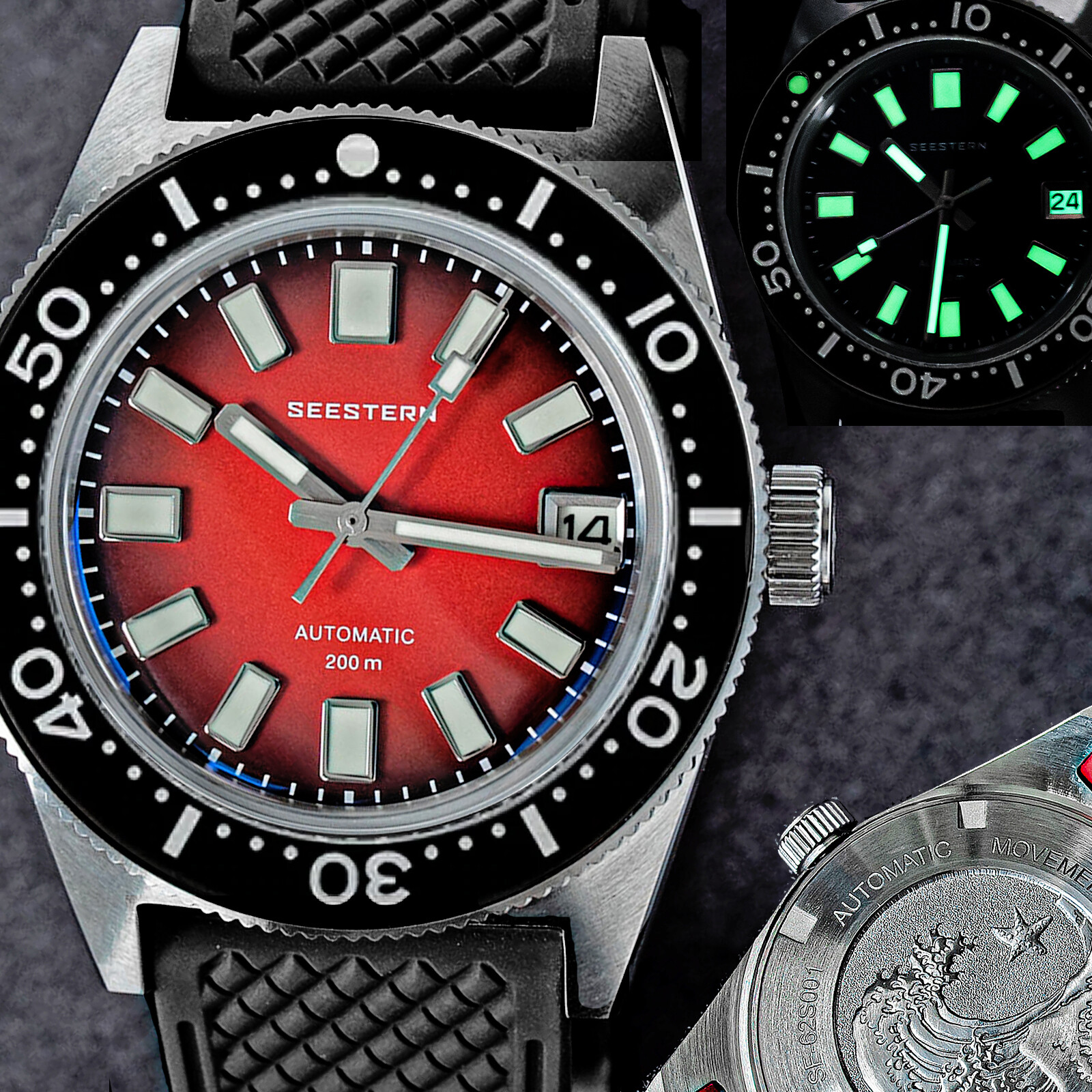 Seestern V3 62MAS 20ATM Genuine Ceramic Bezel 200m DIVER’S Watch SE2021-D62S-RK