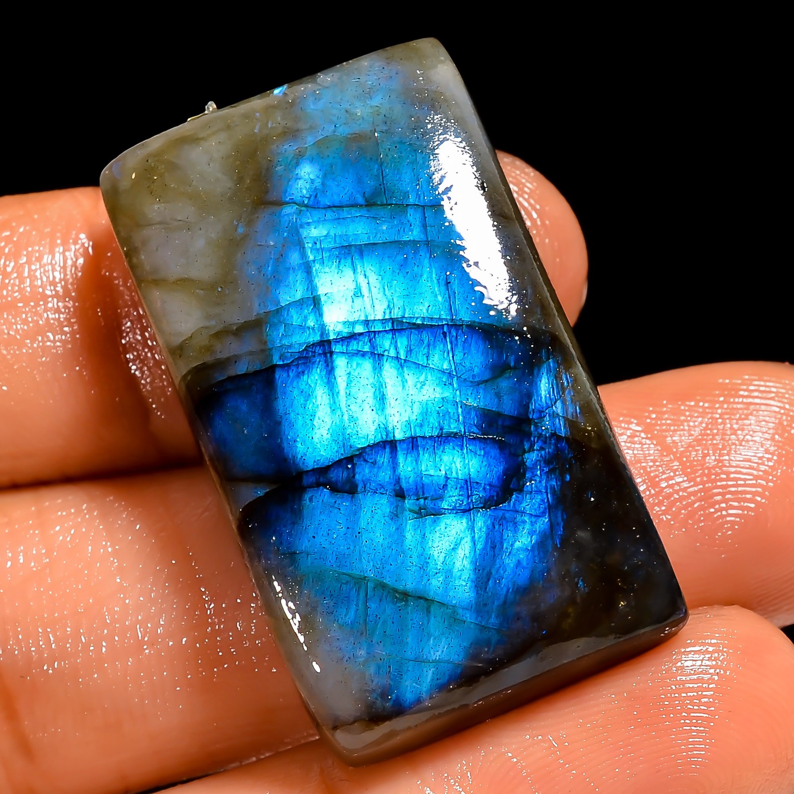 100% Natural Labradorite Radiant Shape Cabochon Gemstone 62 Ct 33X19X9mm UG-6880
