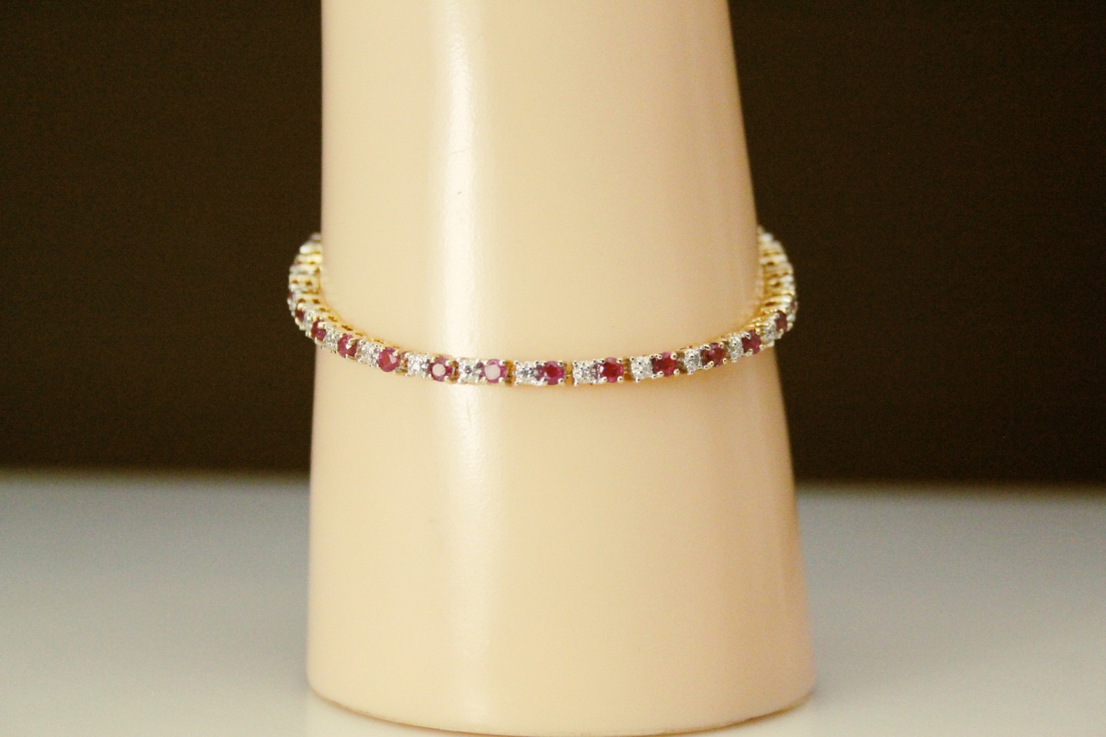 14K Yellow Gold Round Ruby & Diamond 7.5″ Tennis Bracelet 8.8 Grams (BR5028)