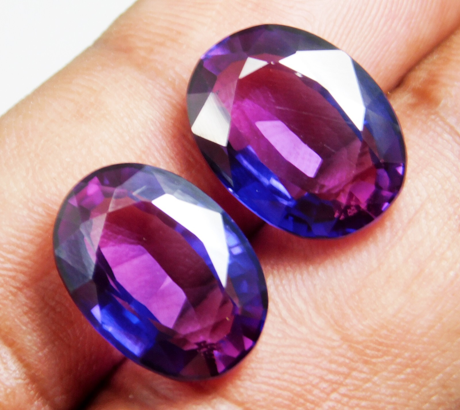 Natural 25.30 Ct Boysenberry Sapphire Oval Cut Certified Fabulous Gemstone Pair