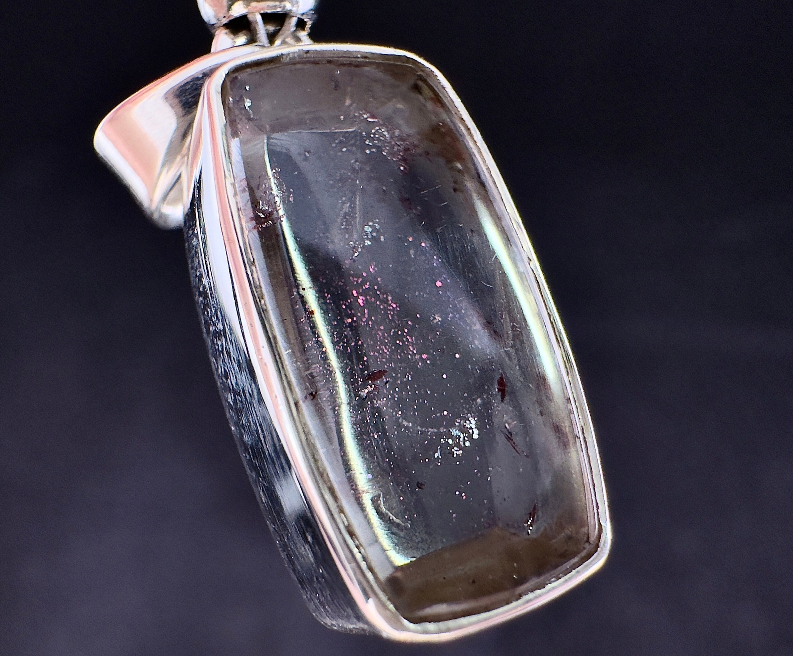 COVELLITE Pink Fire Quartz Crystal Pendant Fine Stone Healing Jewelry, 54300