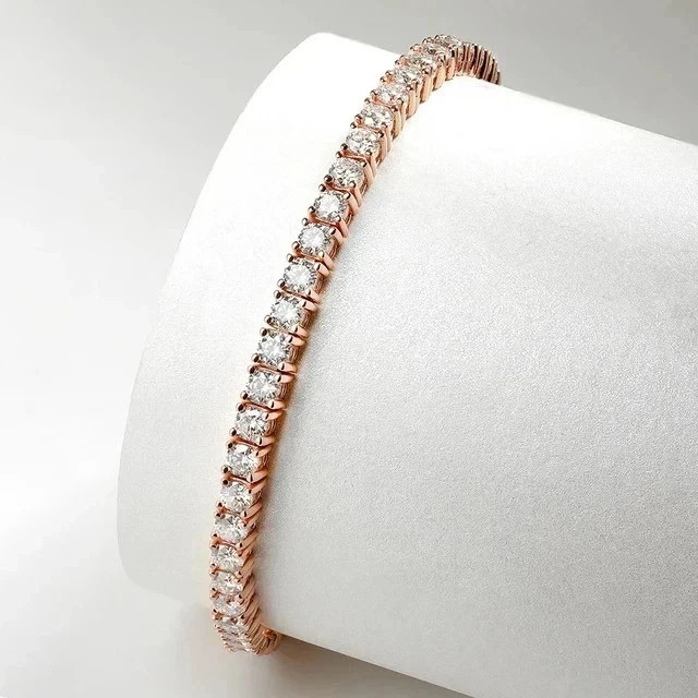 9Ct Round Cut Lab-Created Diamond Tennis Bracelet 14K Rose Gold Plated