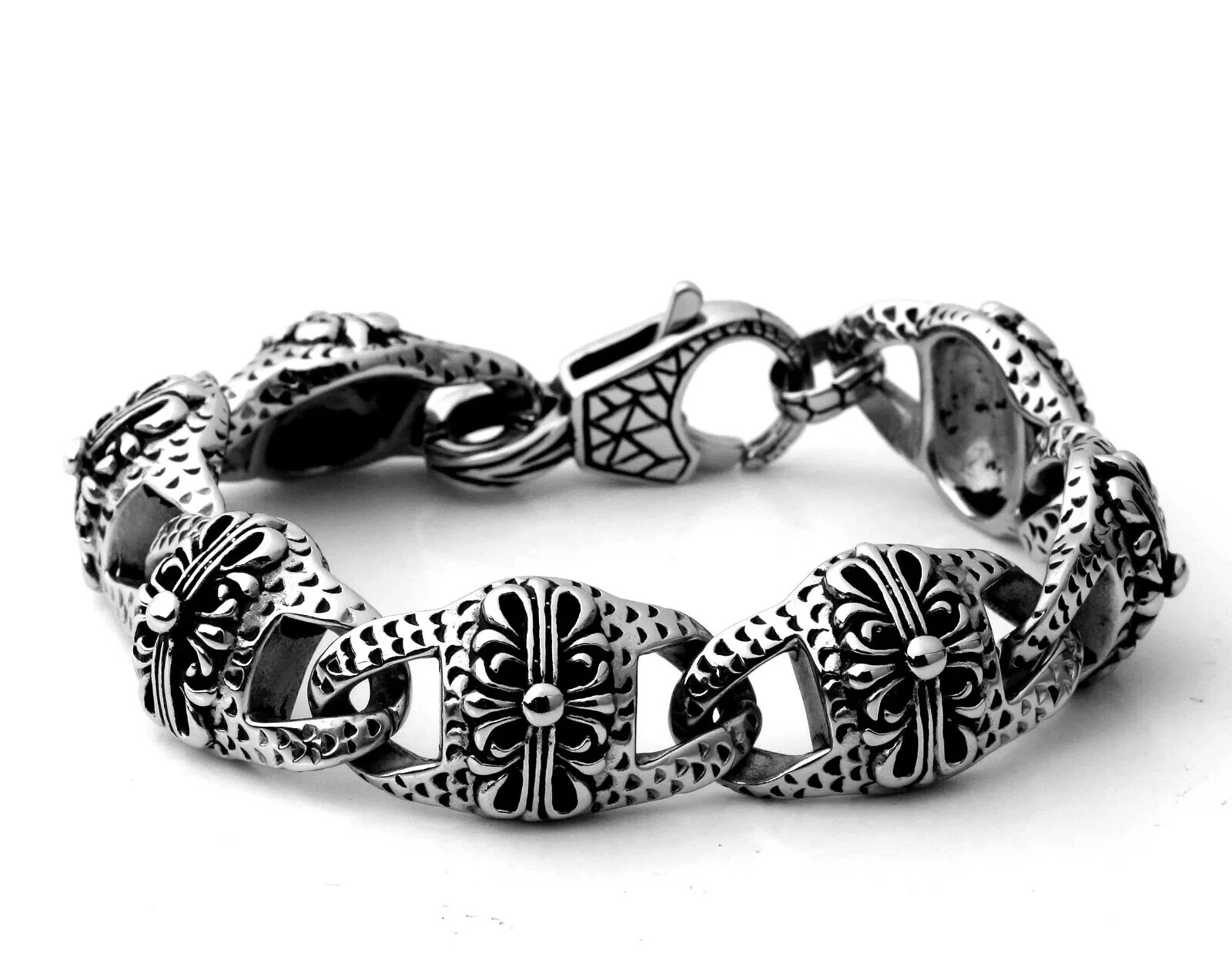 Men’s Heavy Sturdy Chain Bracelet Motorcycle Biker Wristband Stainless Steel USA