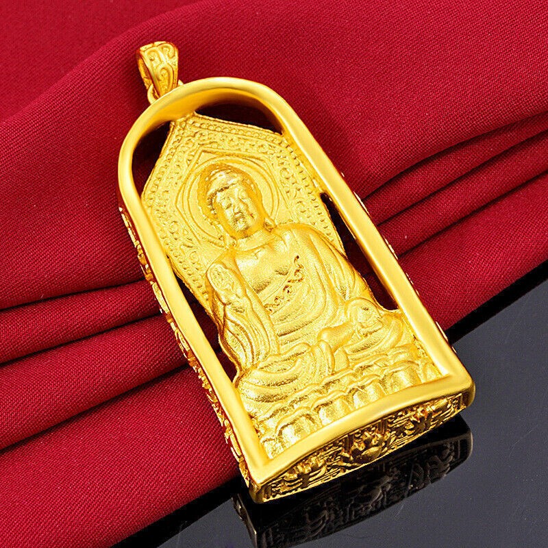 Buddha 23K 24K THAI BAHT YELLOW GOLD Charm Necklace Pendant NEW