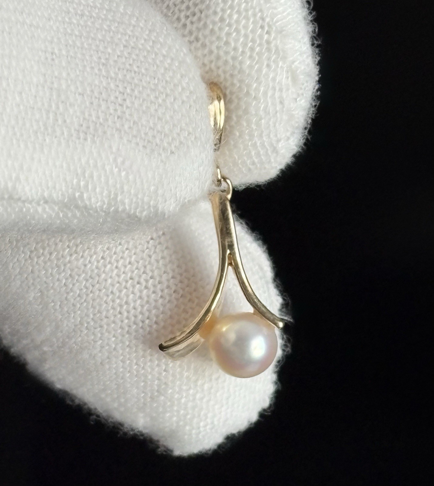 14k Yellow Gold Unique 6mm Pearl Pendant Beautiful Ladies 585 14k Stamp