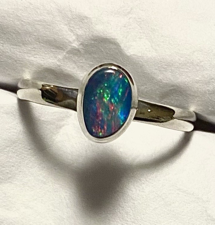 Amazing Natural Australian Opal Ring 925 Sterling Silver Size 8🌹