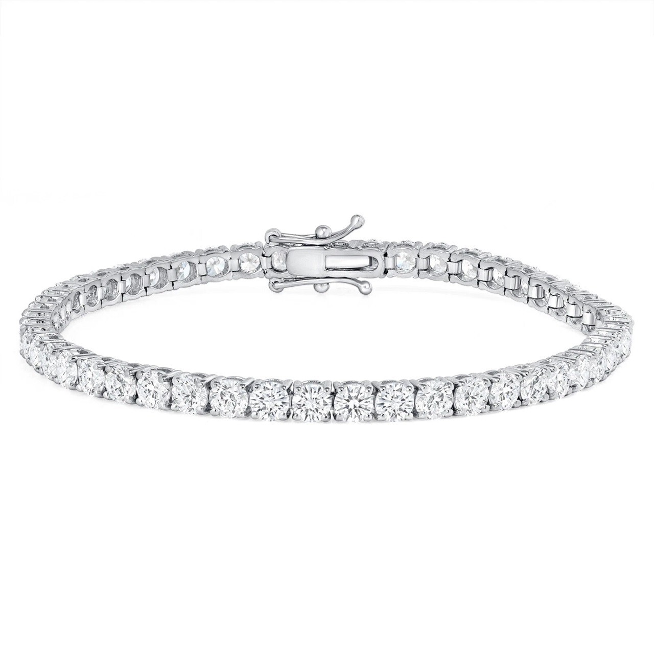 9 CT Round Brilliant Cut Moissanite Classic Tennis Bracelet in 18K Gold vermeil