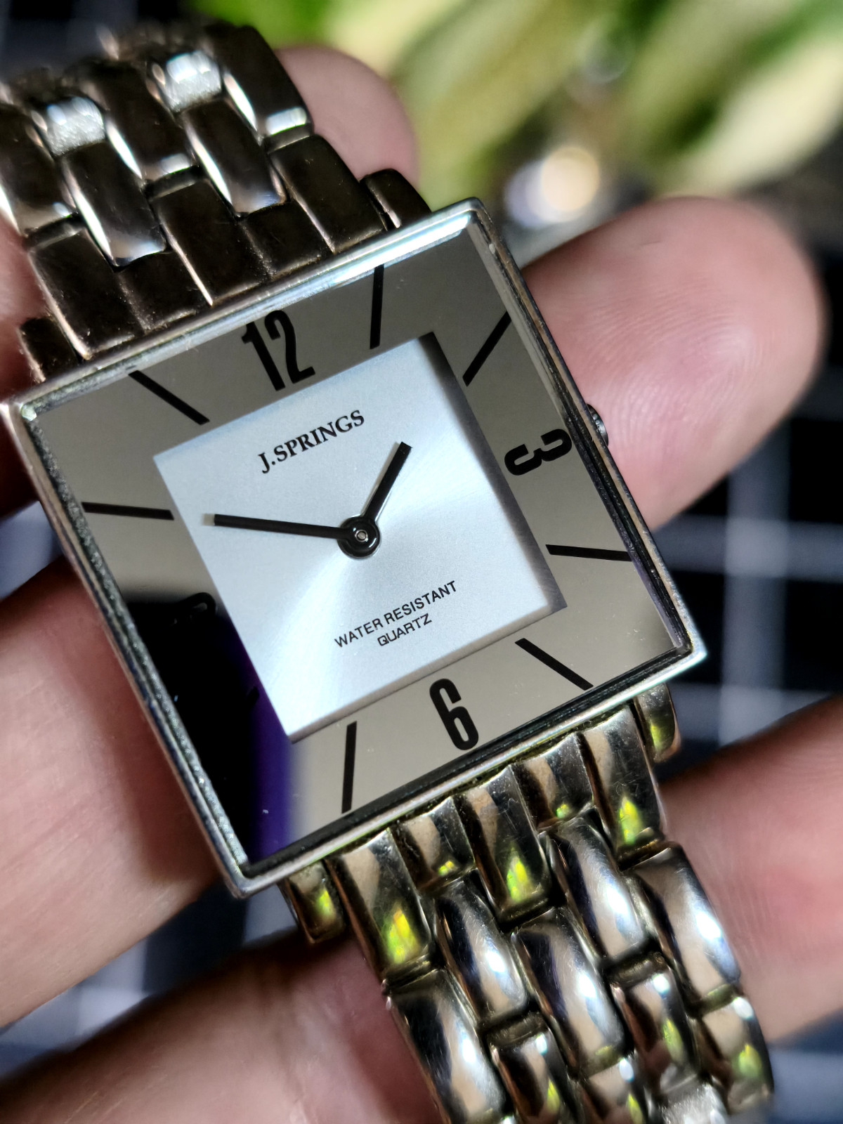 VINTAGE J.SPRINGS BY SEIKO INSTRUMENTS SQUARE MIRROR-DIAL QUARTZ DRESS WATCH