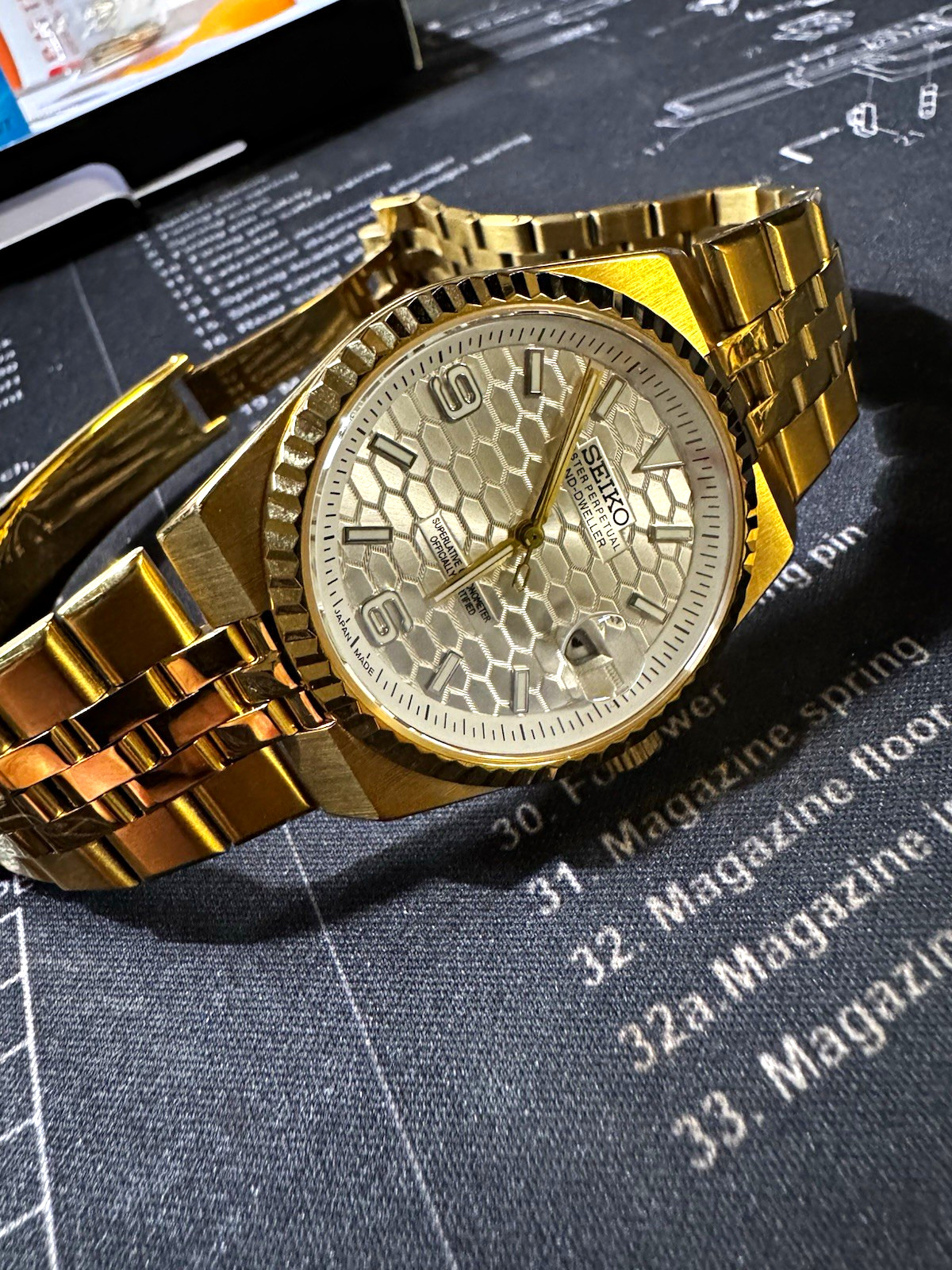 Seiko Men’s Quartz Dress Watch 39mm Gold-Tone Bracelet Honeycomb Dial Date