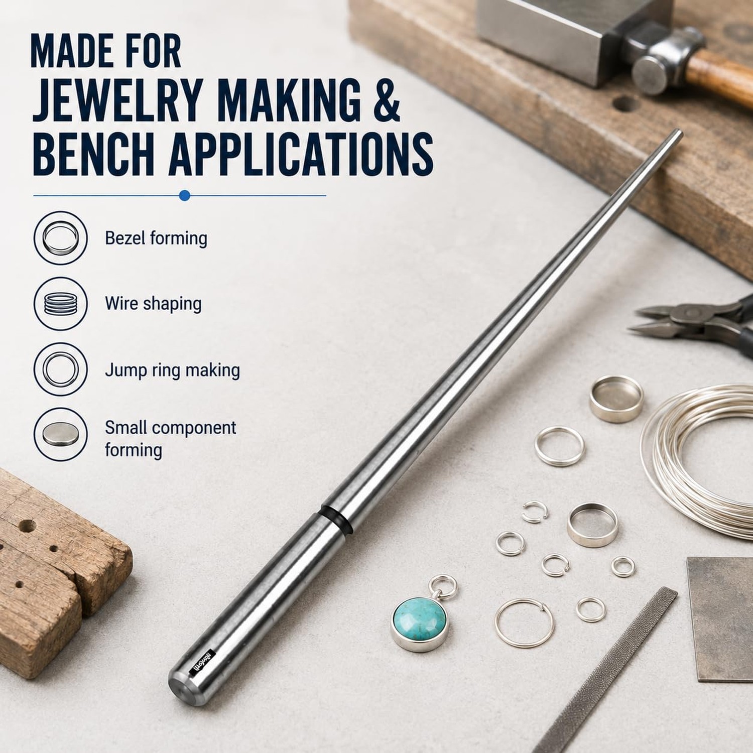 WAYMIL Round Bezel Forming Mandrel, Hardened Steel Tapered Jewelry Mandrel fo…