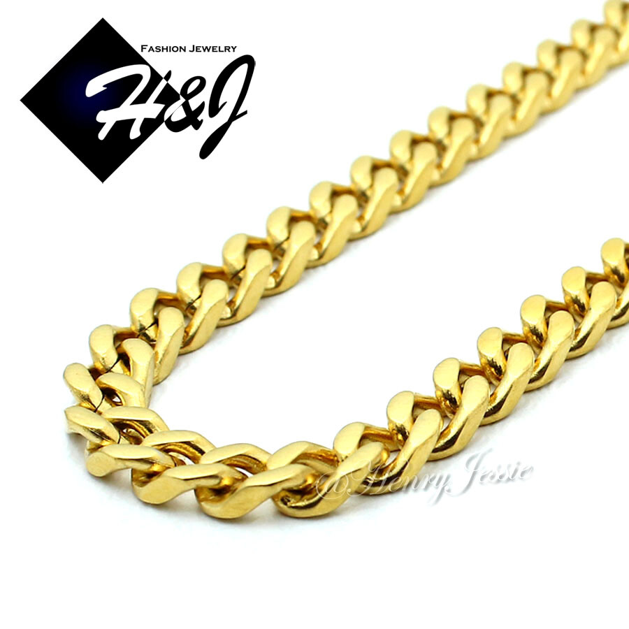 18″-40″MEN Stainless Steel 5mm Gold Plated Cuban Chain CZ Jesus Face Pendant*133