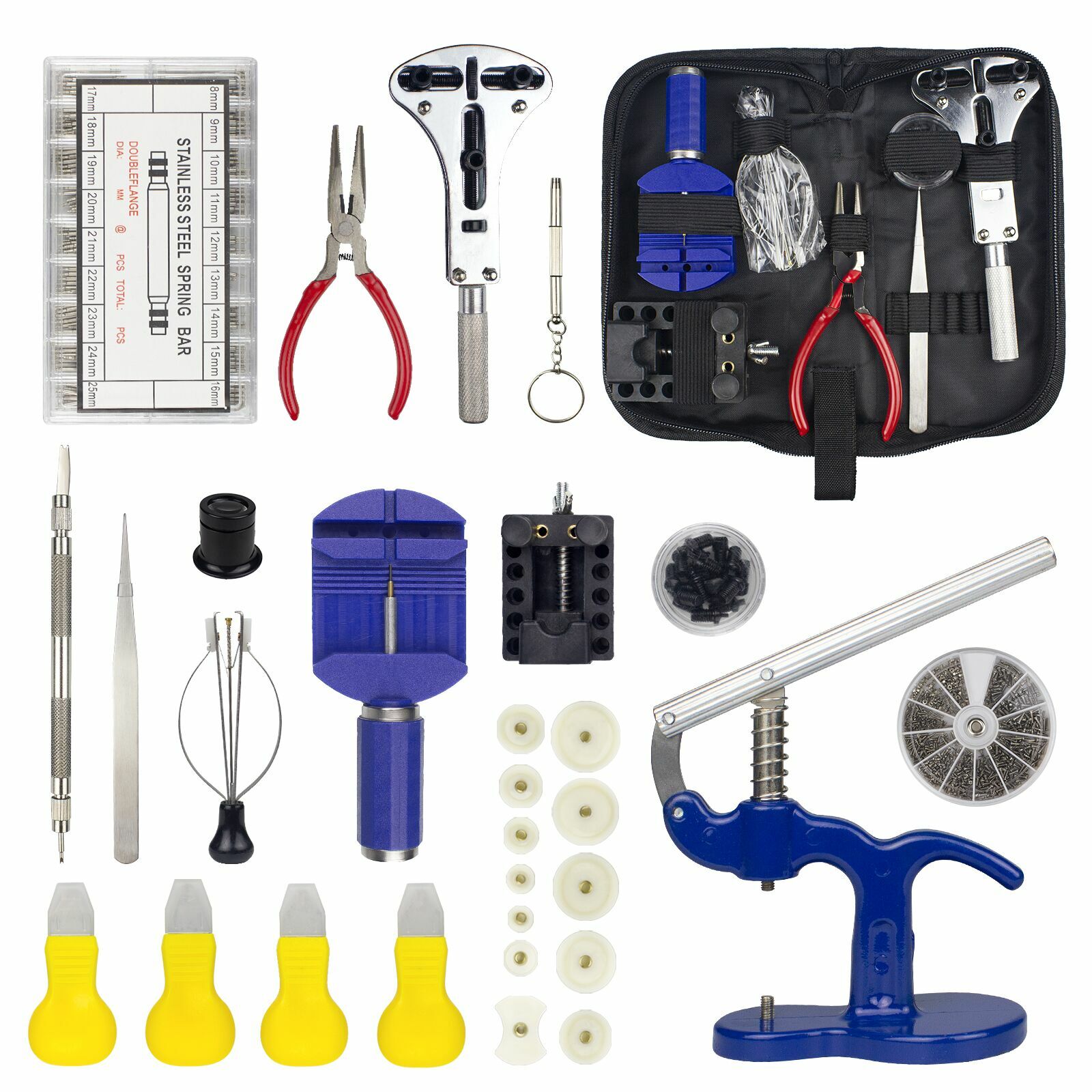 915Pcs Watch Repair Kit Watchmaker Case Opener/Press Spring Bar Link/Pin Remover