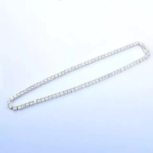20Ct Gorgeous Lab Created Wh Diam Women’ Tennis Necklace 14K Wh Gold Plated 18 “