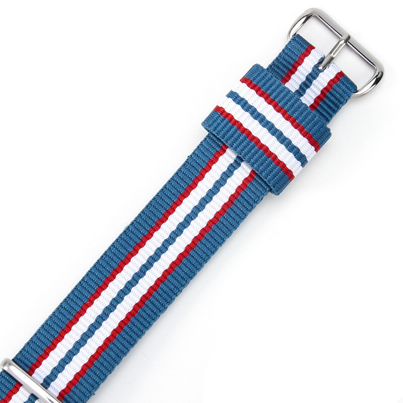 Nylon One Piece Watch Band Strap Striped Canvas Sports Wrist Band 18 20 22mm