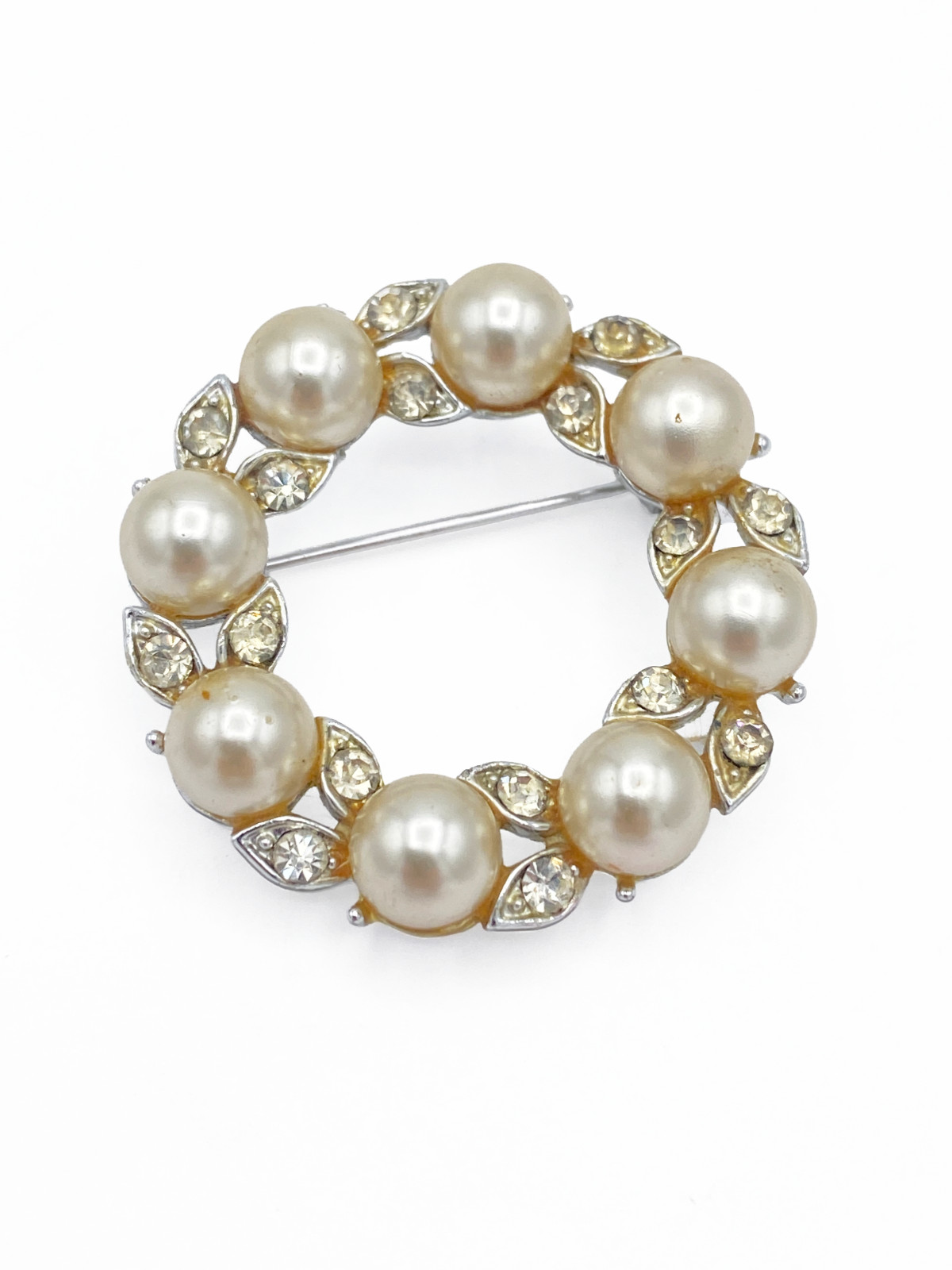 Vintage Faux Pearl Jewelry Lot 60in Necklace Lisner Brooch Spain Ring