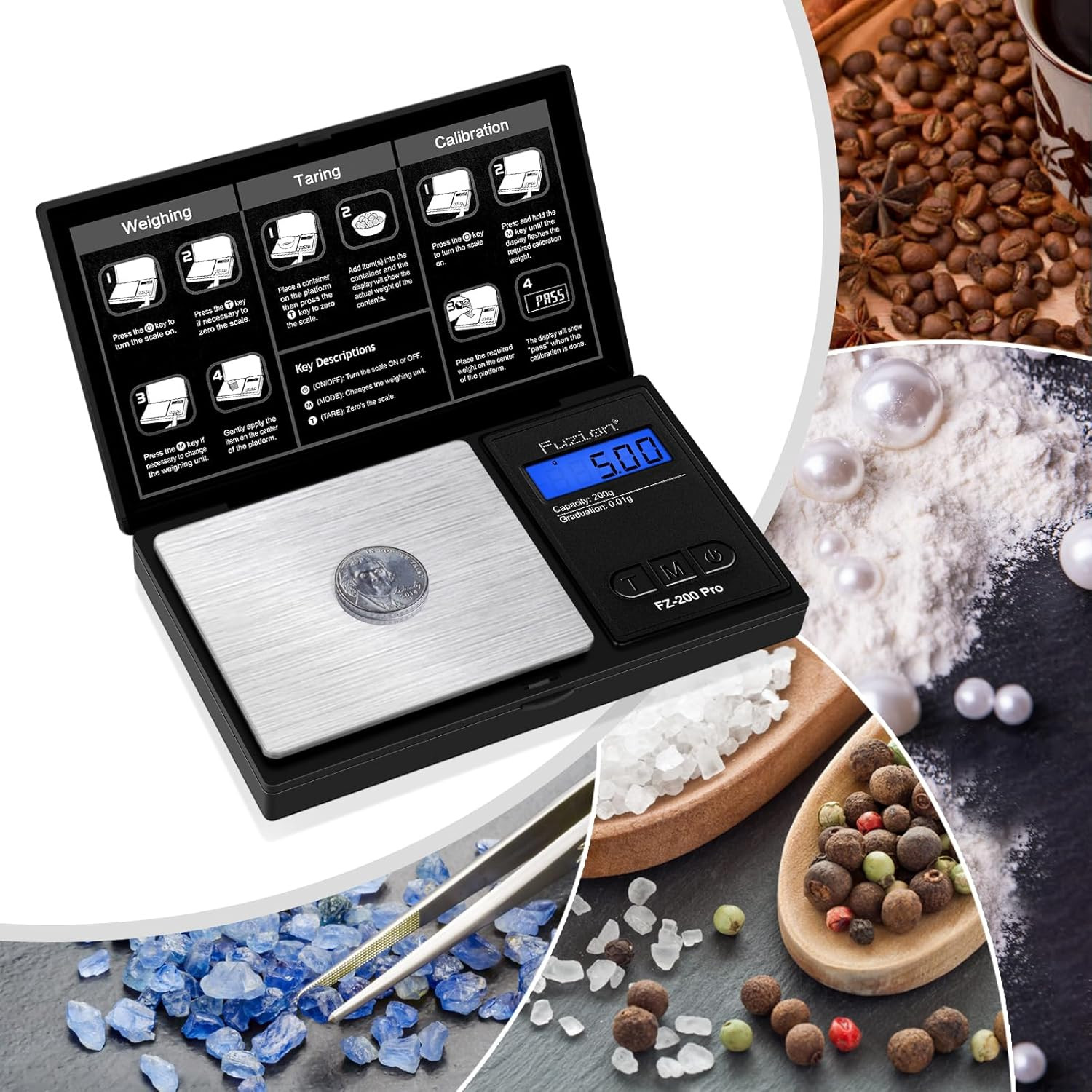 Fuzion Gram Scale, Pocket Scale .01 Gram Accuracy, 200G Small Digital Scale for