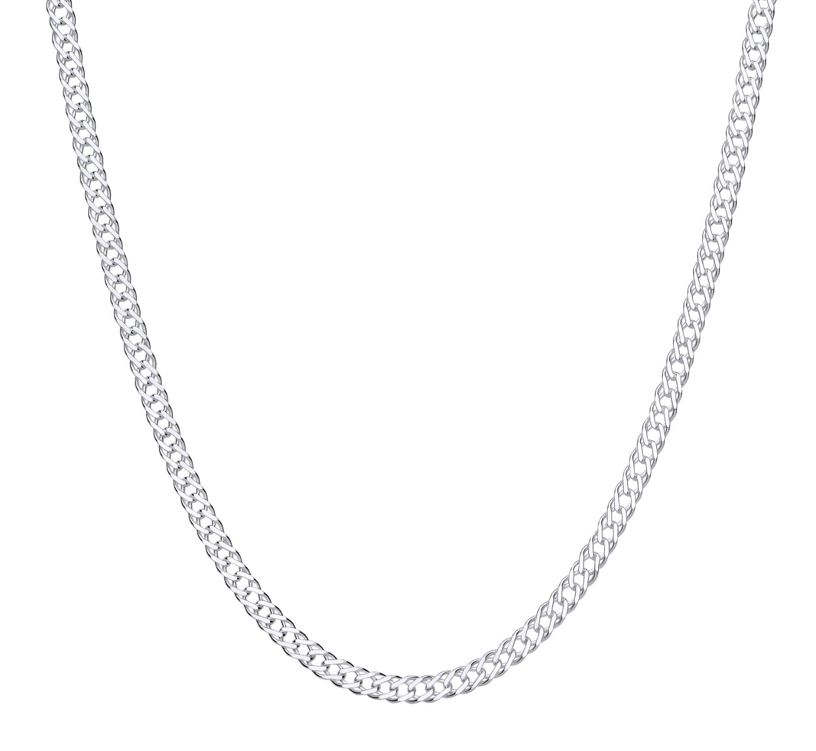 925 Sterling Silver 4.5mm Double Curb Rombo Chain Necklace 16 18 20 22 24 inch