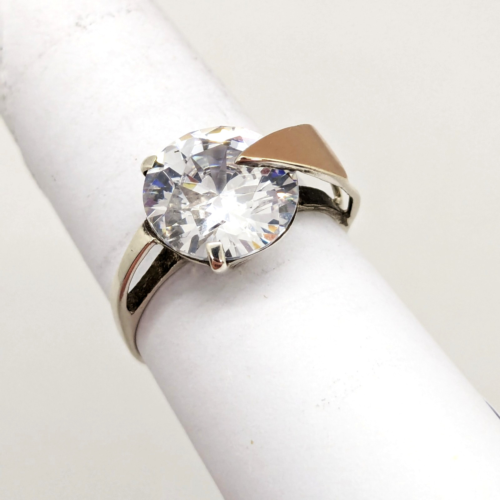 Vintage Luxury RING Silver 925 with Gold Inlay 375 and Stone -size: 10US | #76