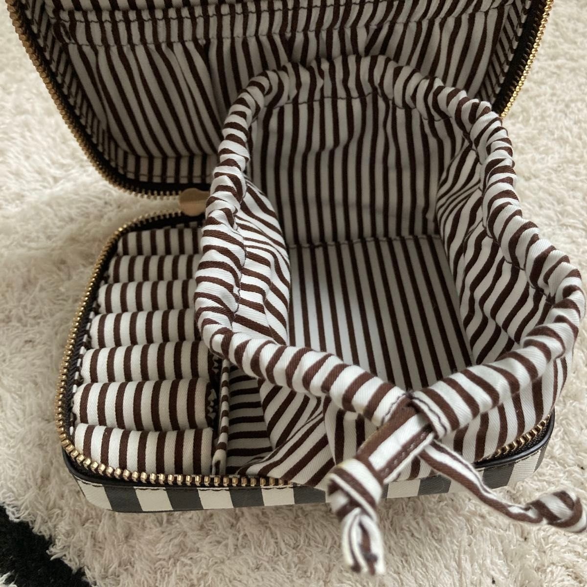 Rare Henri Bendel New York Stripe Travel Jewelry Case Zip Box Vintage Unused