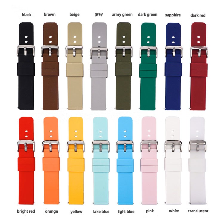 10 12 14 16 18 19 20 21 22 24mm Soft Silicone Watch Band Watch Strap Replacement