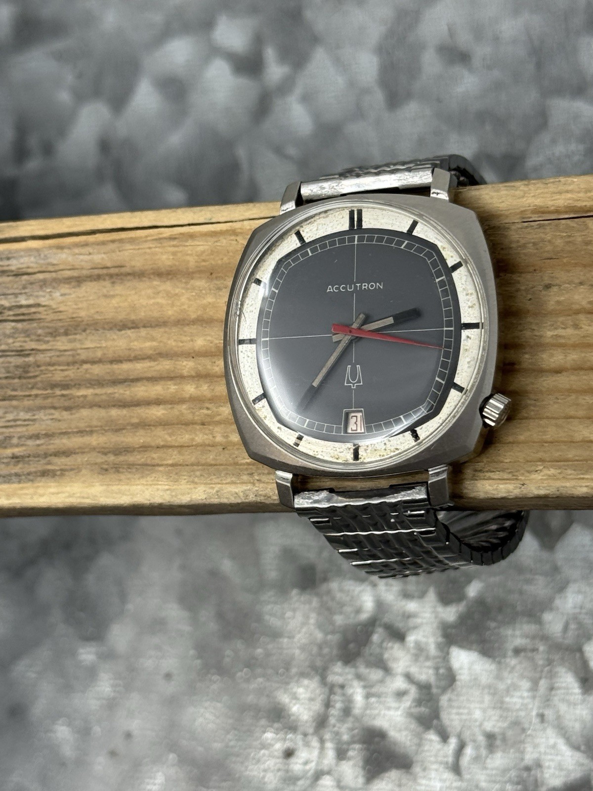 1972 BULOVA ACCUTRON CK 2181 Tuning Fork Watch, Serviced, Clean, Foster Band