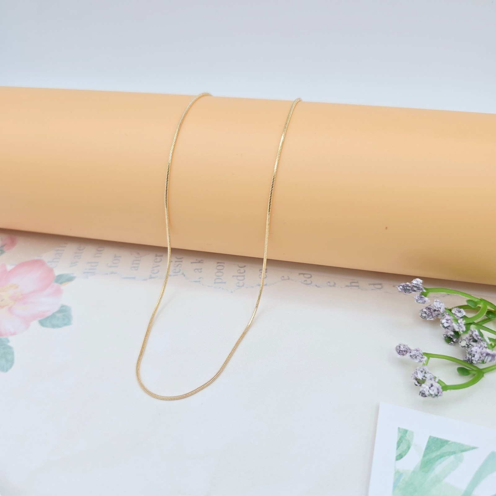 Flat Snake Chain Necklace for Women – 45cm , XPNL0047 Minimalist Rose Gold