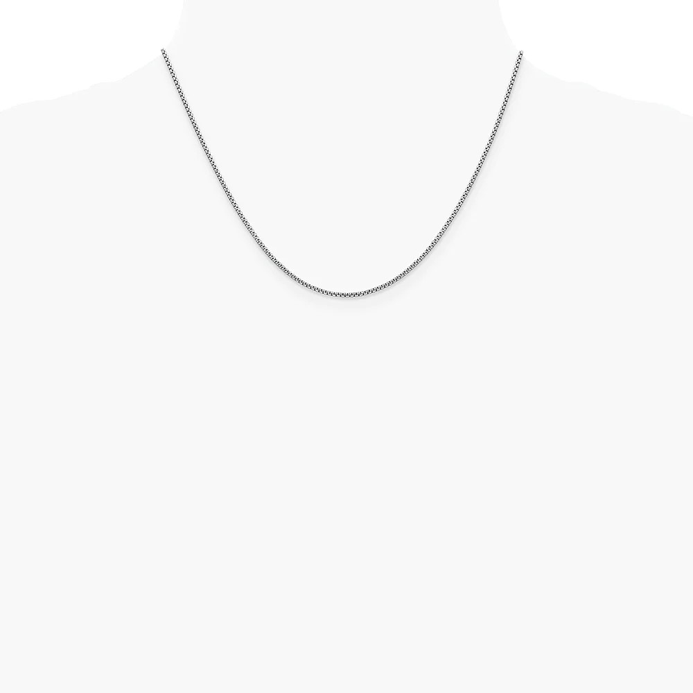14K White Gold 1.5mm Semi-Solid Round Box Chain Necklace 16″-30″