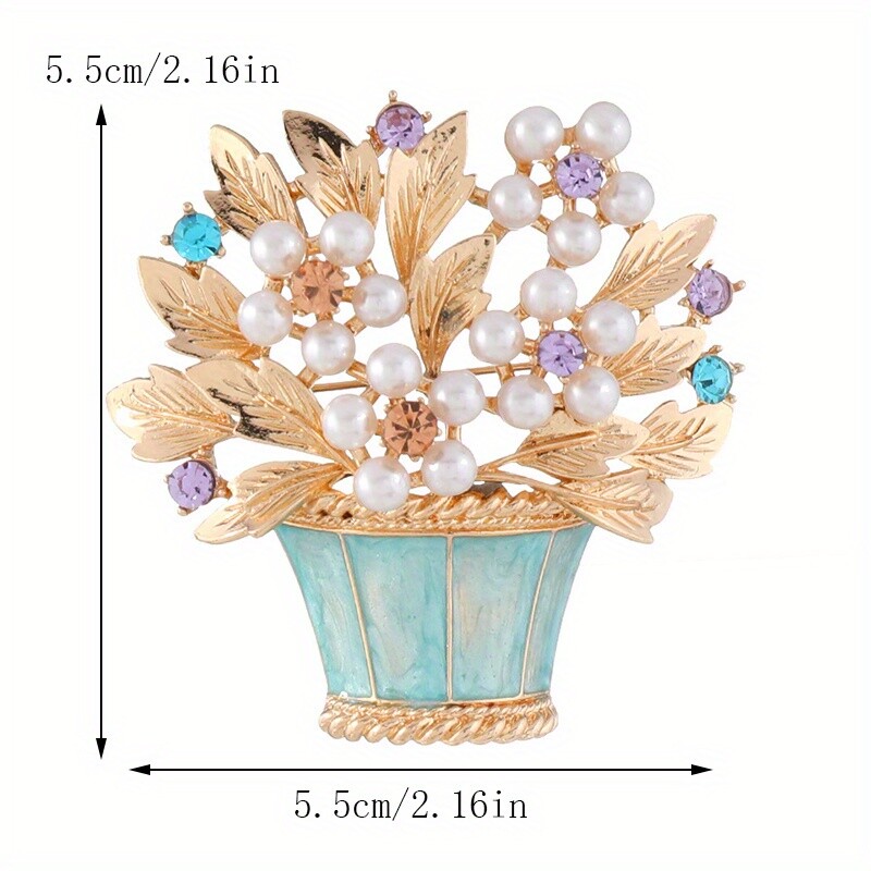 New Glazed Pearl Flower Brooch Fashion Potted Plant Brooch Vintage Accessories