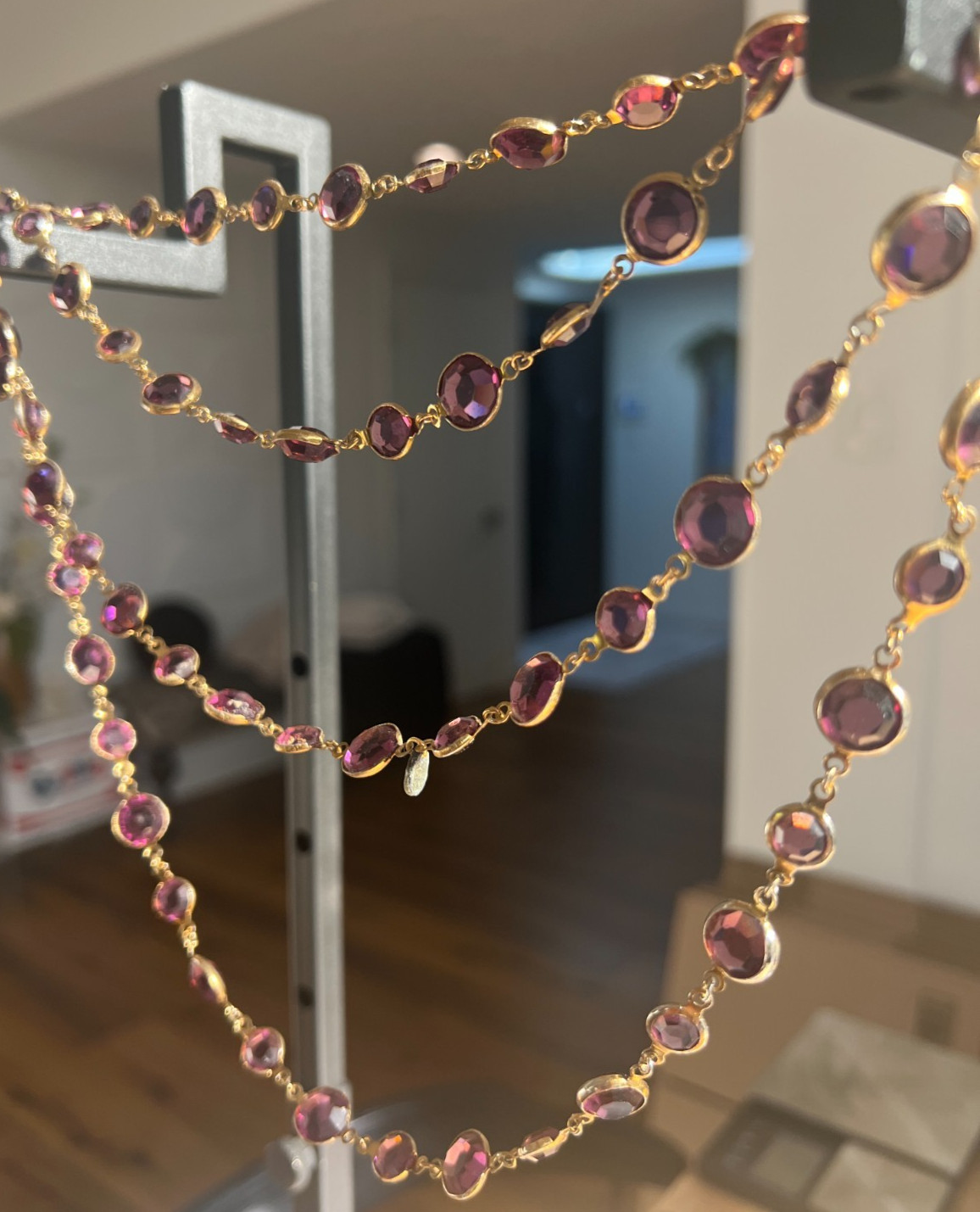 Vintage CHANEL Gripoix Amethist Crystal Sautoir Necklace (1980s)