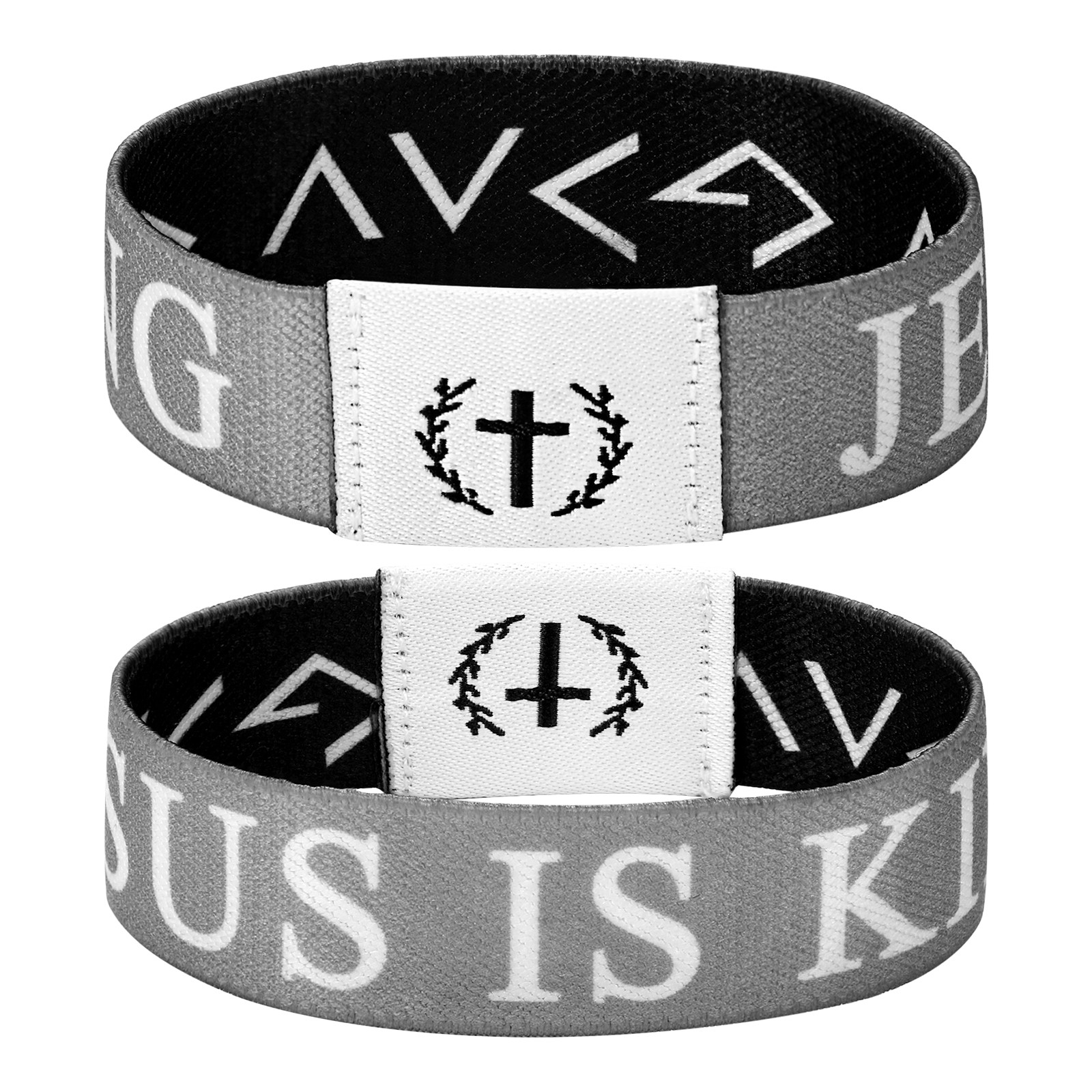 2pcs WWJD NFC Elastic Woven Bible Verse Bracelet Inspirational Christian Gift