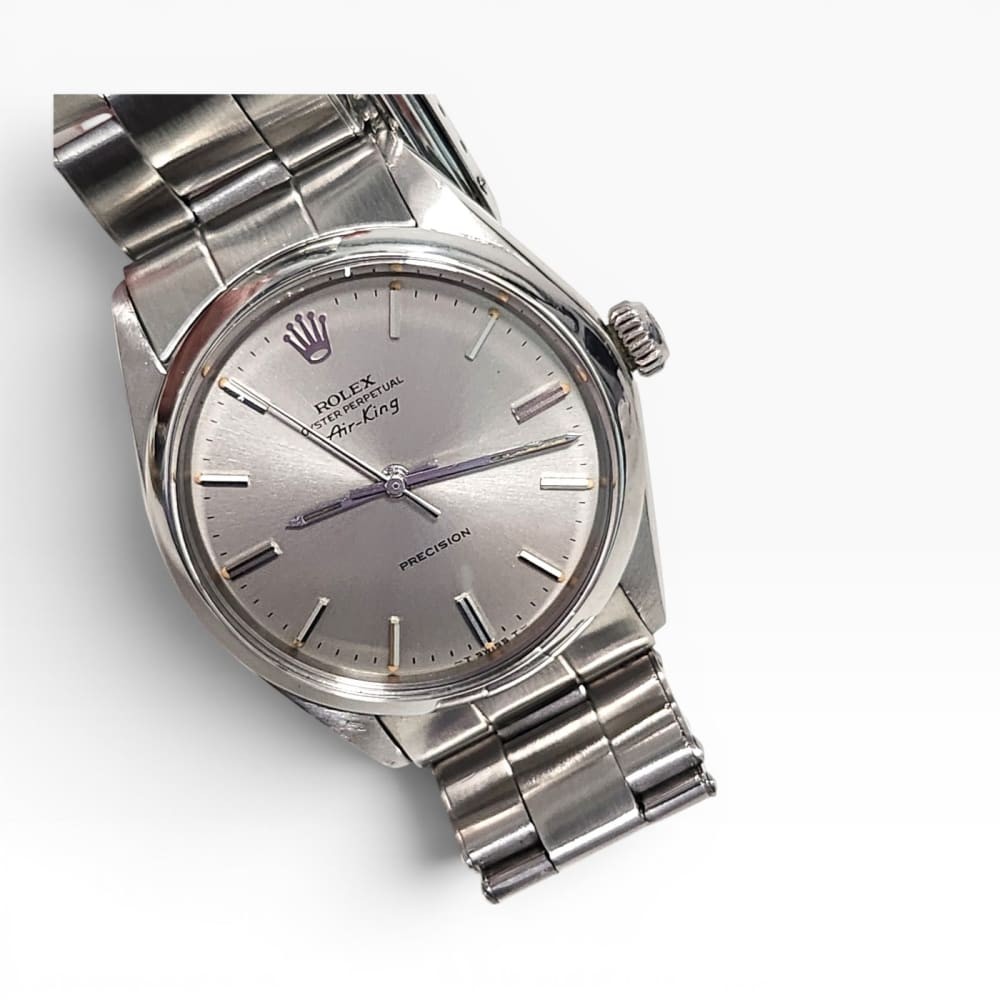 Full Set 1971 Rolex Mens Air King Precision 34 mm Steel Automatic Watch 5500