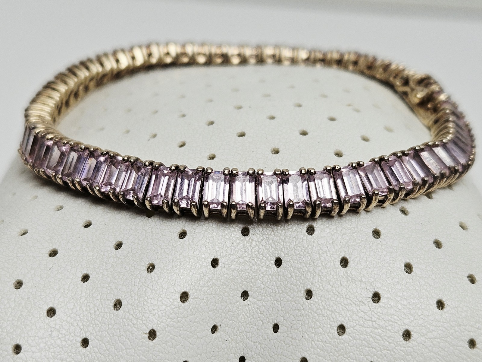 Pink CZ Tennis Bracelet 925 Sterling Silver 22.4g 8″