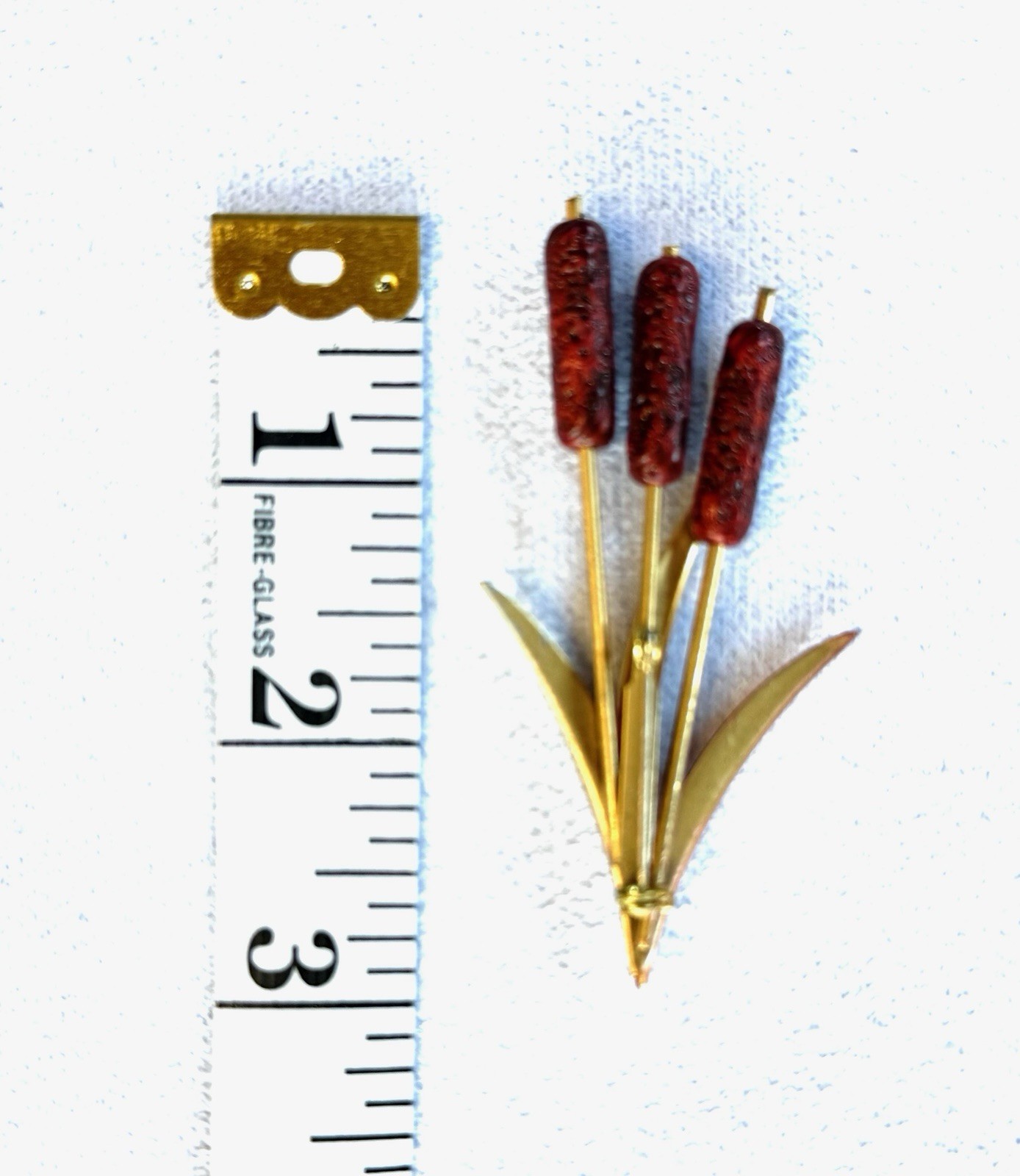 Vintage Artisan Handmade Cattail Flower Mixed Metals Modernist Brooch Pin