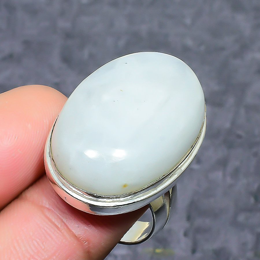Rainbow Moonstone Gemstone Handmade 925 Sterling Silver Jewelry Ring Size 6