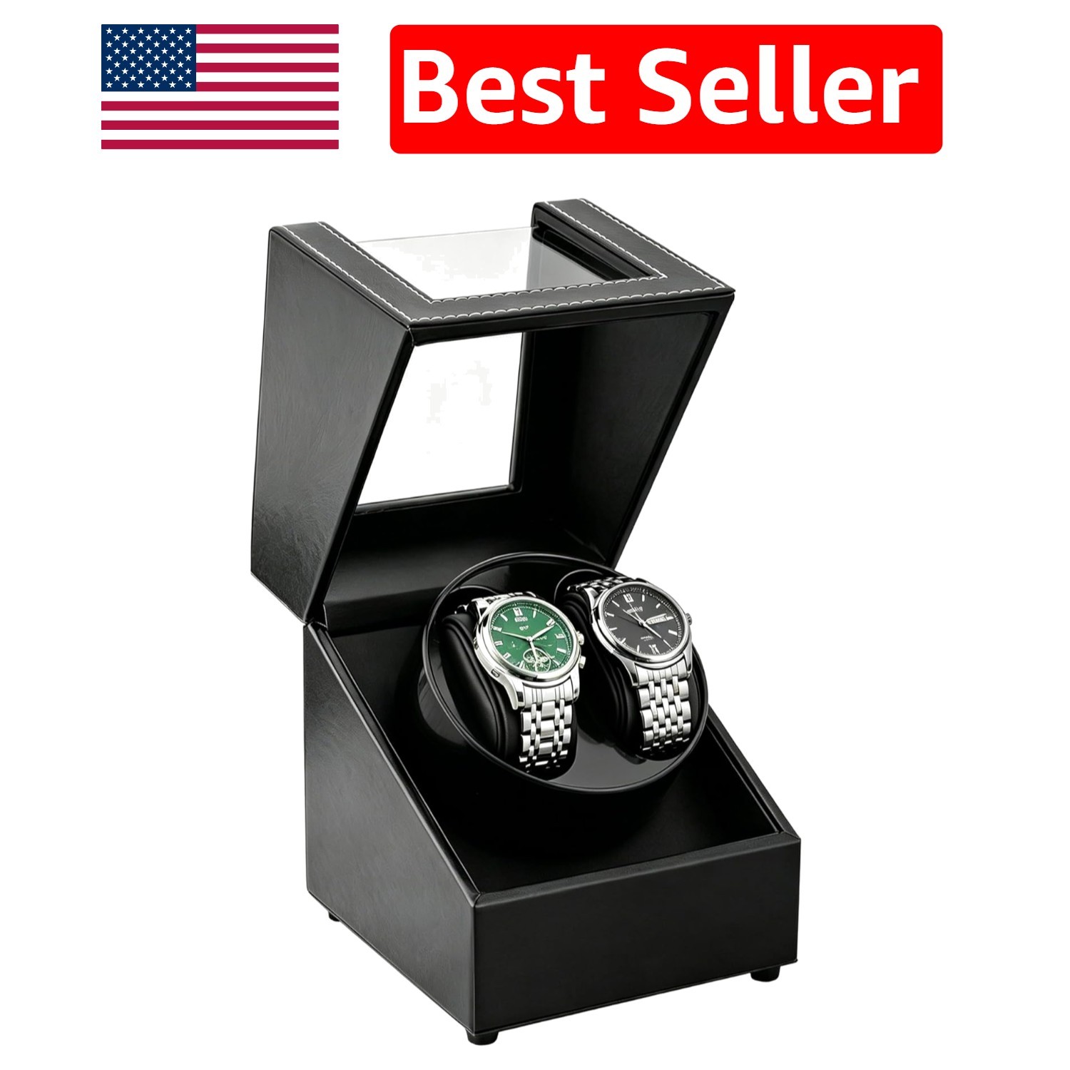 Elegant Double Watch Winder with Soft Lining & USB Power – For Automatic Watches