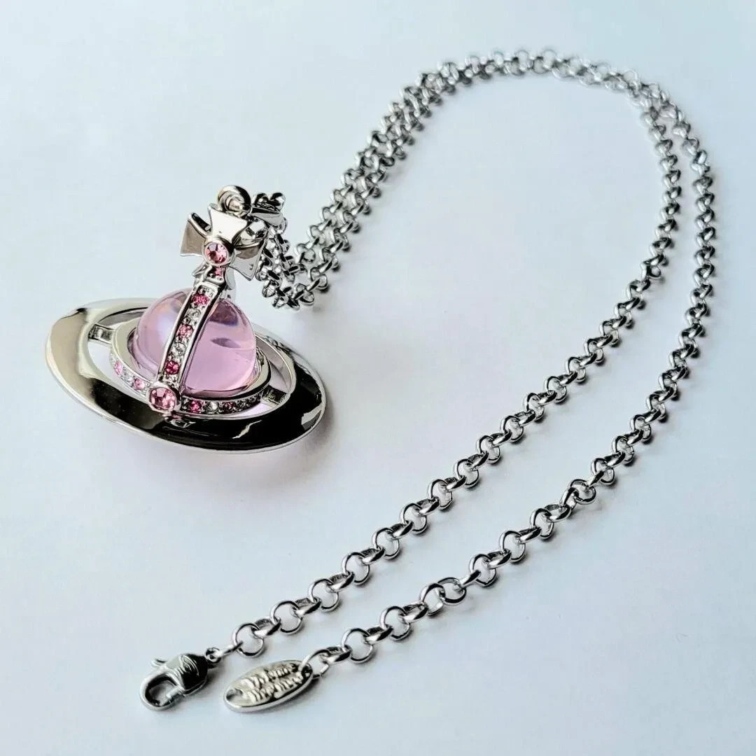 Vivienne Westwood Small Orb Necklace Pink 80cm