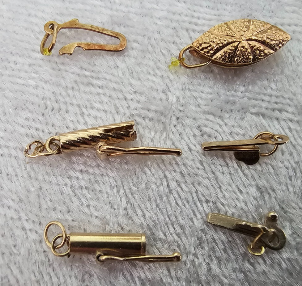 Solid 14K Gold Lot of 12 Jewelry Clasps Findings 5 Grams