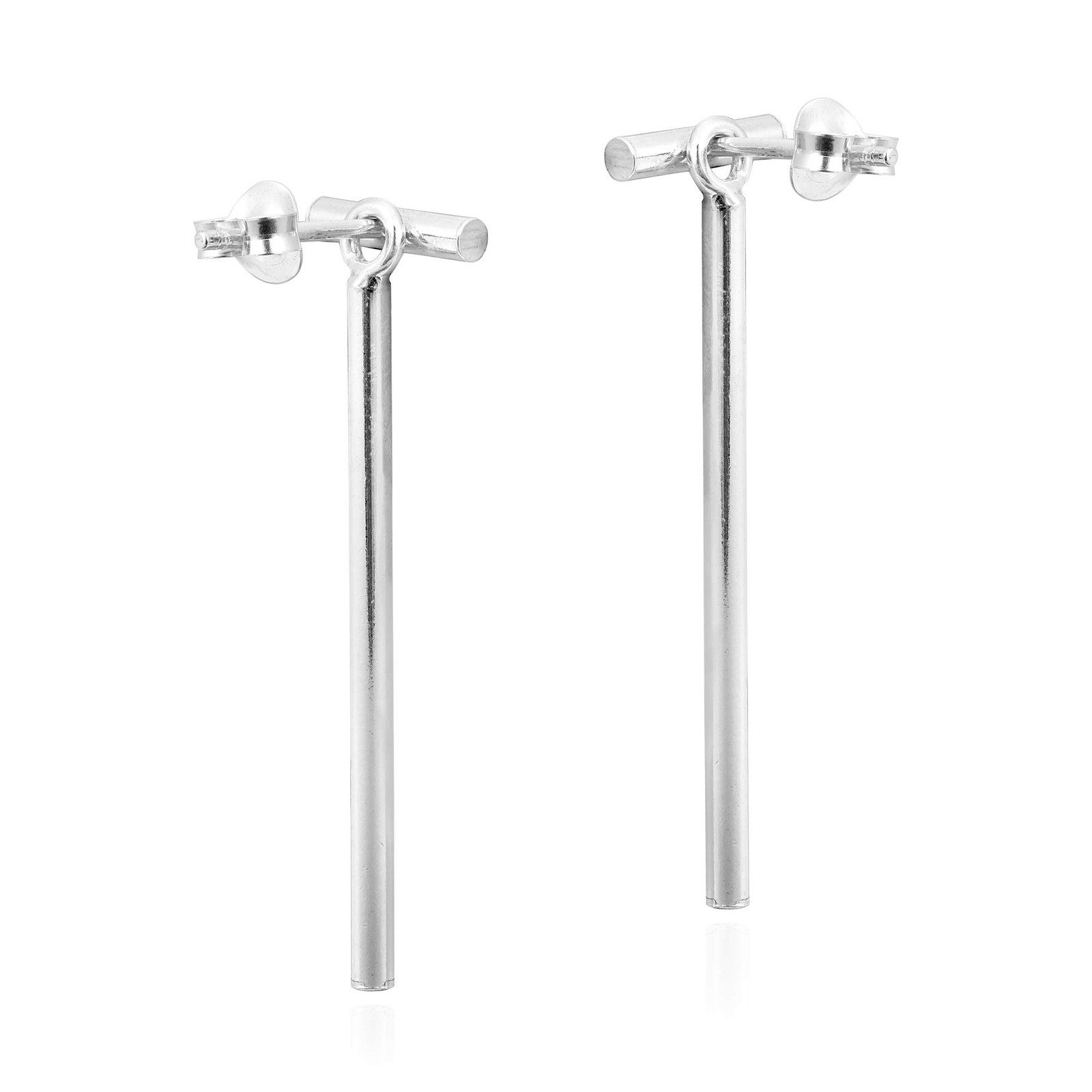 Convertible 2 in 1 Bar Sticks Front Back .925 Sterling Silver Post Dangle Earrin