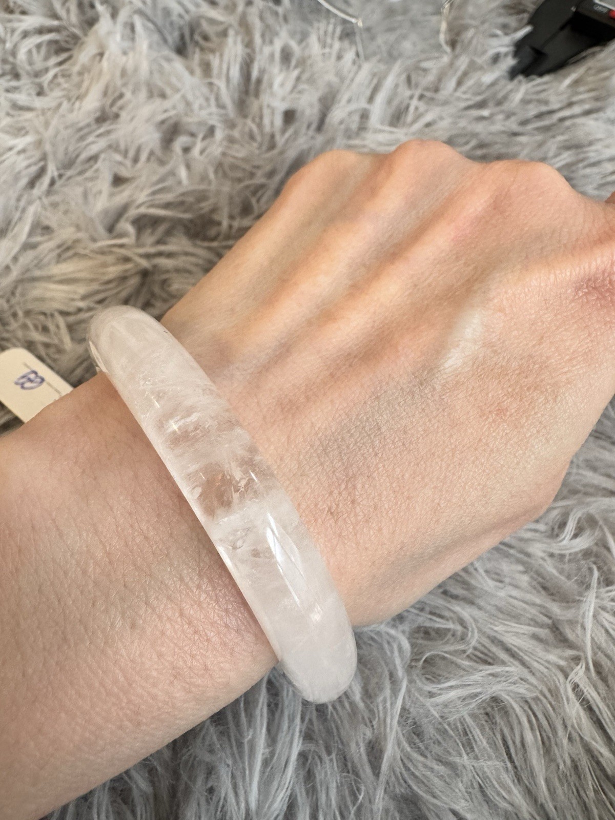 Natural White Quartz Bangle 50.5mm