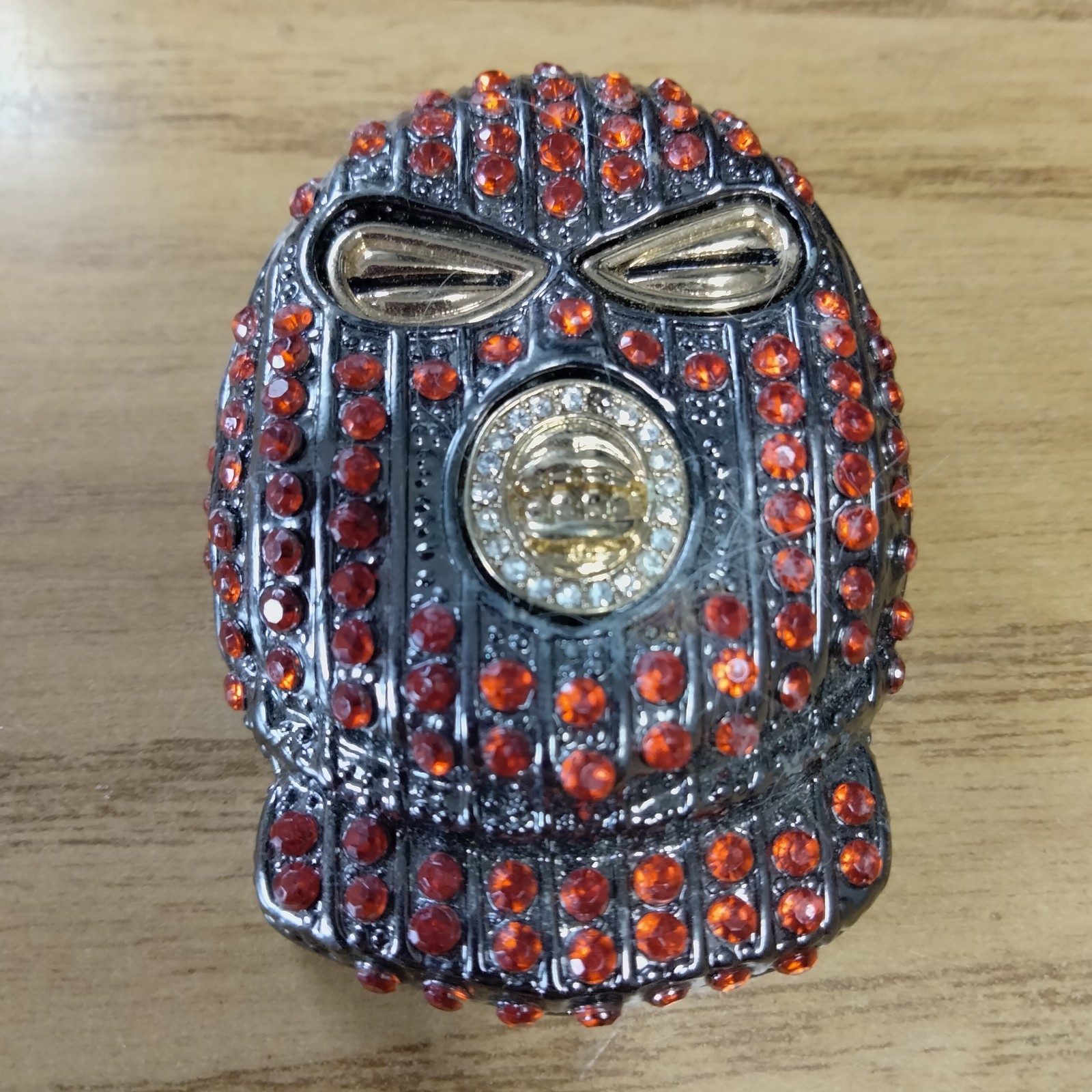 Red crystal Gunmetal finish Goon Ski Mask Hip Hop fashion Pendant New