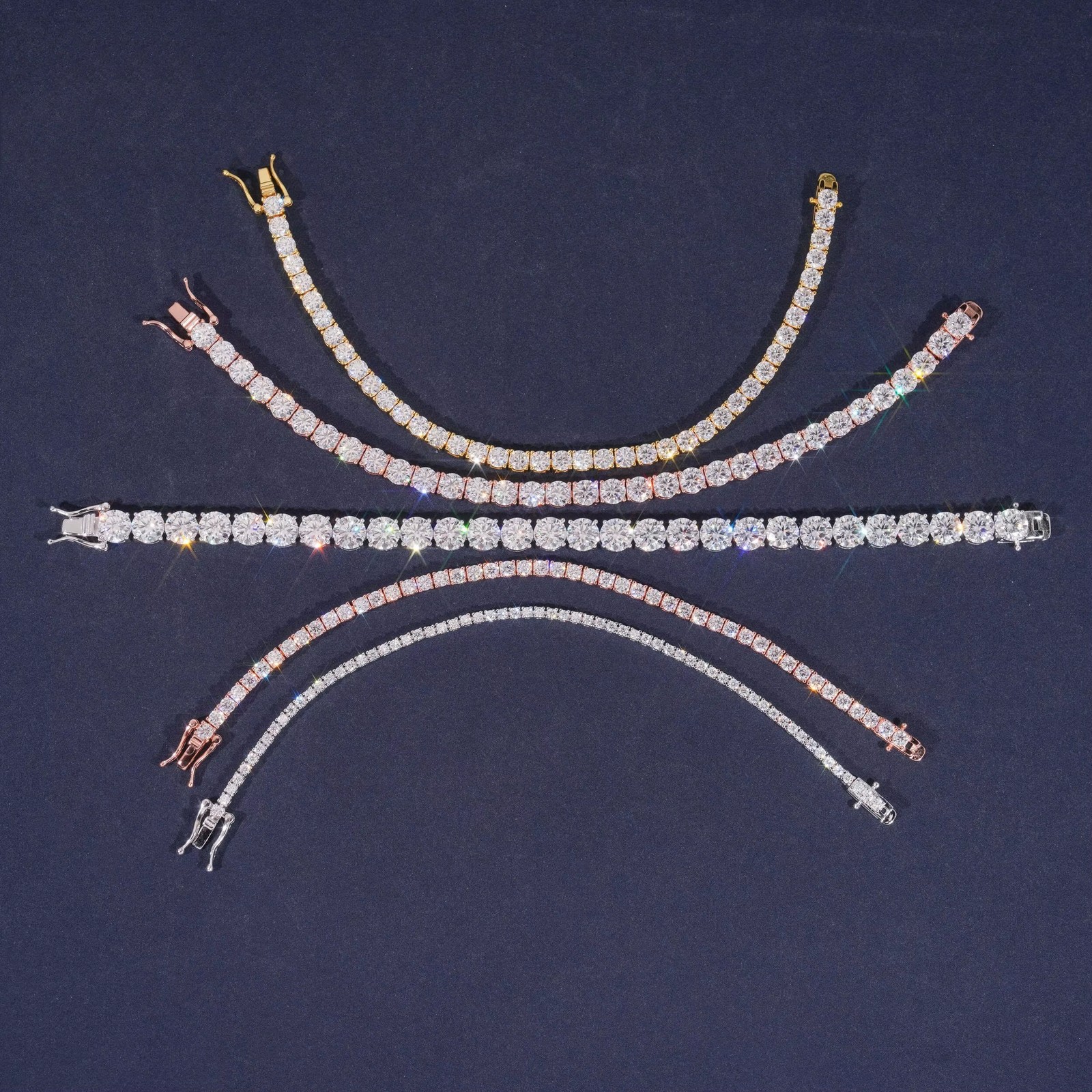 3mm D/VVS1 Moissanite Tennis Chain Bracelet – 925 Sterling Silver – Pass Tester