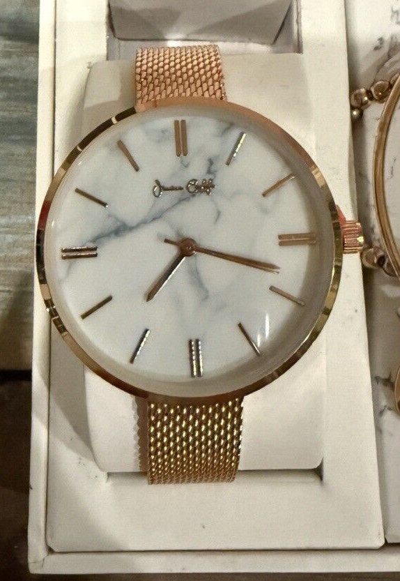 New Kohl’s Jessica Carlyle Women’s Rose Gold Marble Guardian Angel Bracelet Set