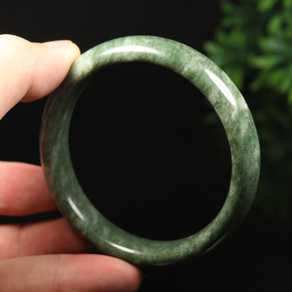 62mm Grade A 100% Natural Green Jade Bangle Bracelet Chinese Guizhou Jade V0888