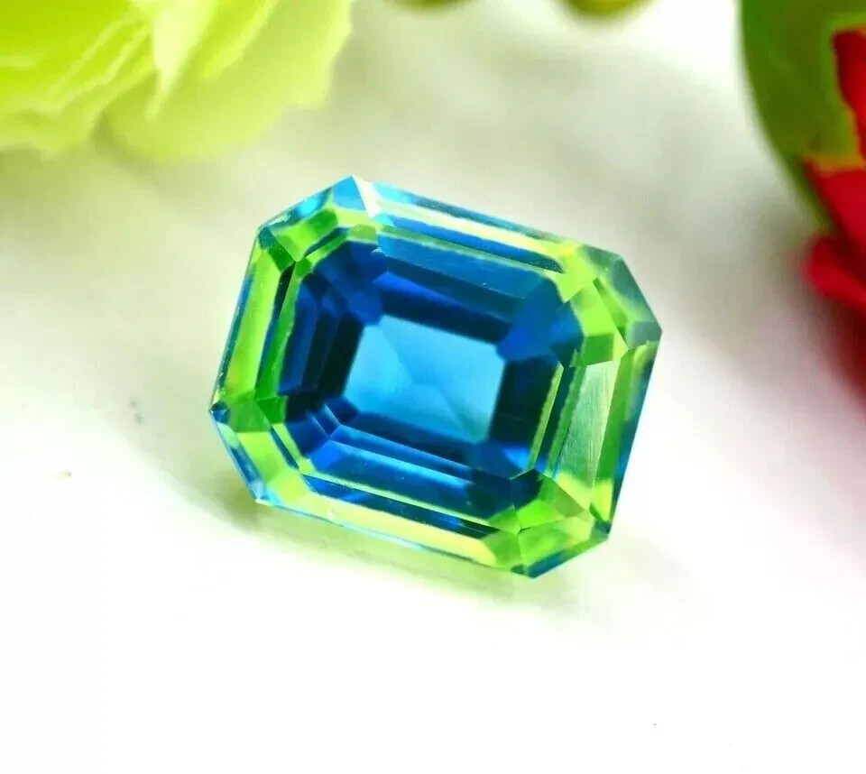 13 CT+ Natural Bi-Color Pitambari Sapphire Emerald Loose Certified Gemstone