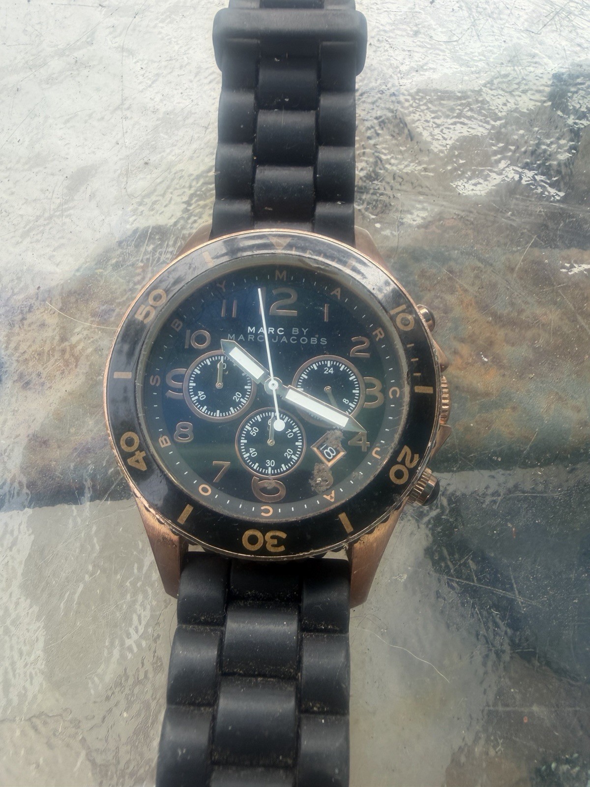 Marc by Marc Jacobs All Stainless Steel Watch In Rose Gold and Black