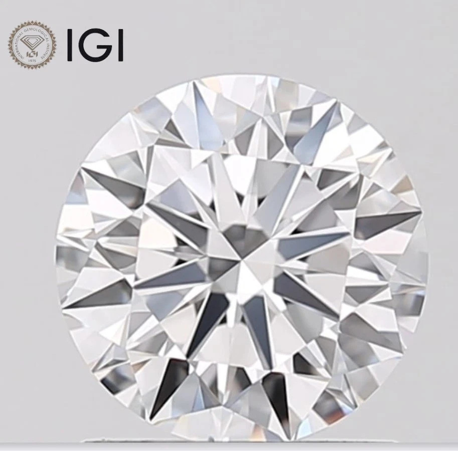1.37 Ct Round Cut IGI Certified Lab Grown CVD Diamond E Color VS2 Clarity Stone
