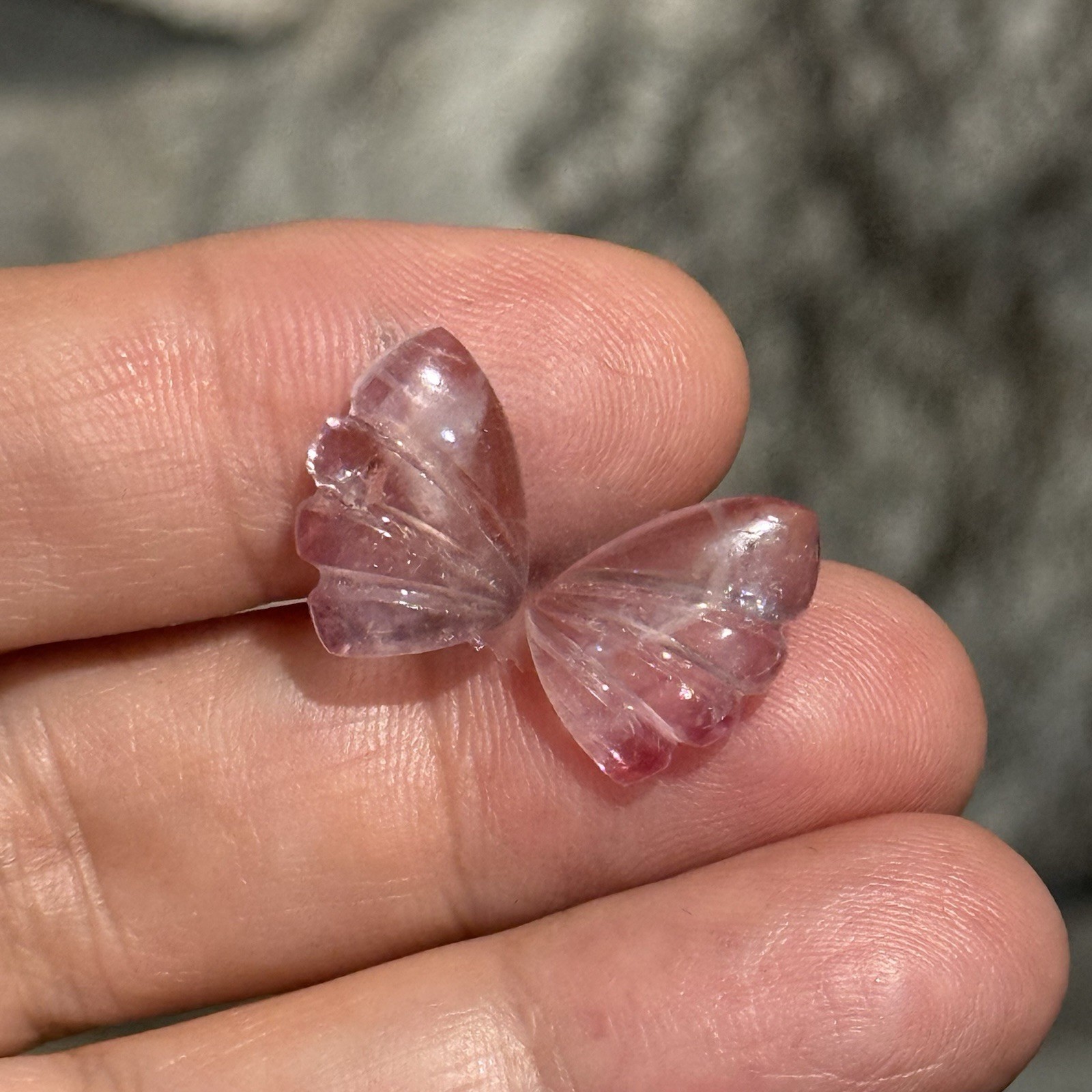 10ct 15×10.5x4mm Pair Cute Butterfly Wings Pink Tourmaline Cabochon Gems