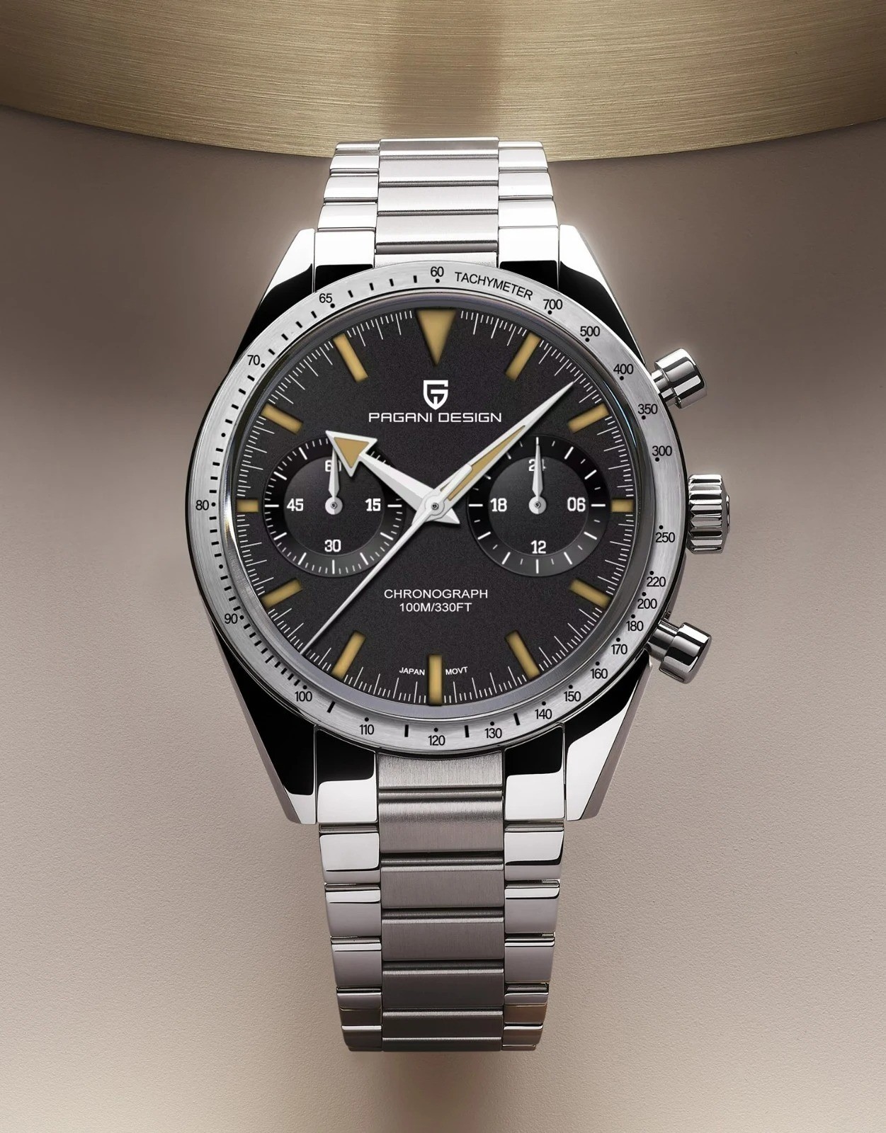 LUXURY PAGANI DESIGN VK64 Moon Quartz Watch Men Retro Speed Chronograph Sapphire